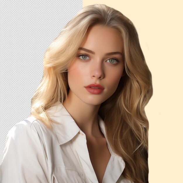 PSD beautiful blond hair woman png background