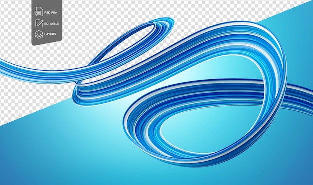 Beautiful Blue Ribbon Isolated On Blue Background 3d Illustration
