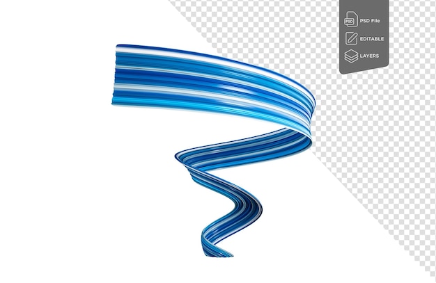 Beautiful Blue Ribbon Shiny Waving Blue Ribbon Isolated On White Background 3d Illustration