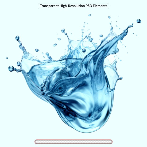 PSD beautiful blue water splash on a transparent background