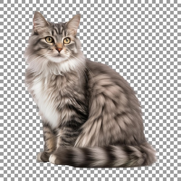 PSD beautiful bobtail cat isolated on transparent background