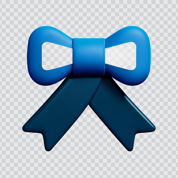 PSD beautiful bow with horizontal ribbon with shadow isolated on transparent background