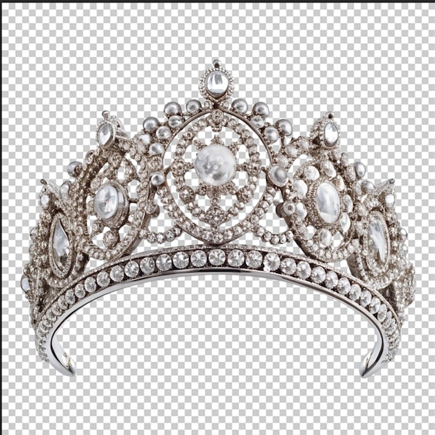 beautiful bride39s crown is on the veil closeup wedding day