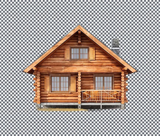 PSD beautiful brown wooden home house cottage log cabin chalet hut isolated on transparent background