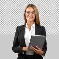 PSD beautiful business woman standing on transparent background ai generated