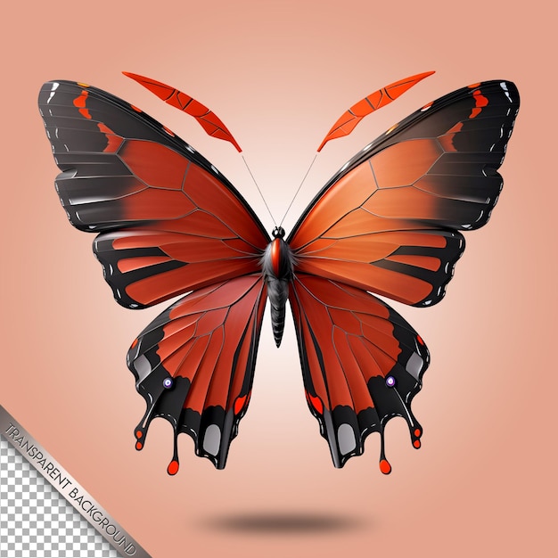 PSD beautiful butterfly transparent background