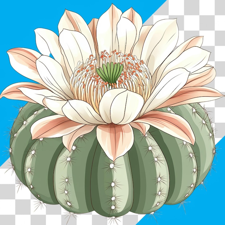 PSD 透明背景上的美麗仙人掌花