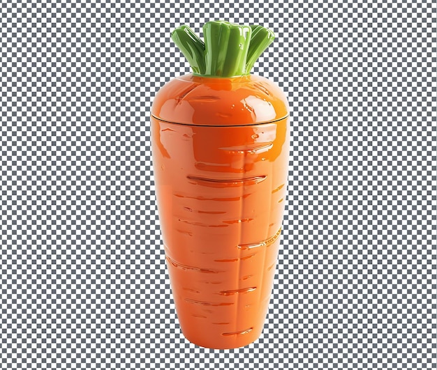 Bellissimo tumbler a forma di carota con coperchio isolato su sfondo trasparente