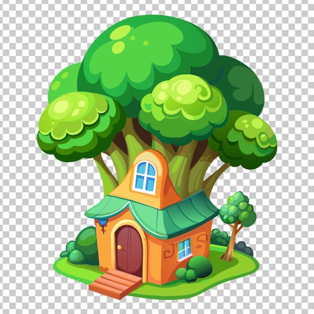 PSD beautiful cartoon house broccoli house