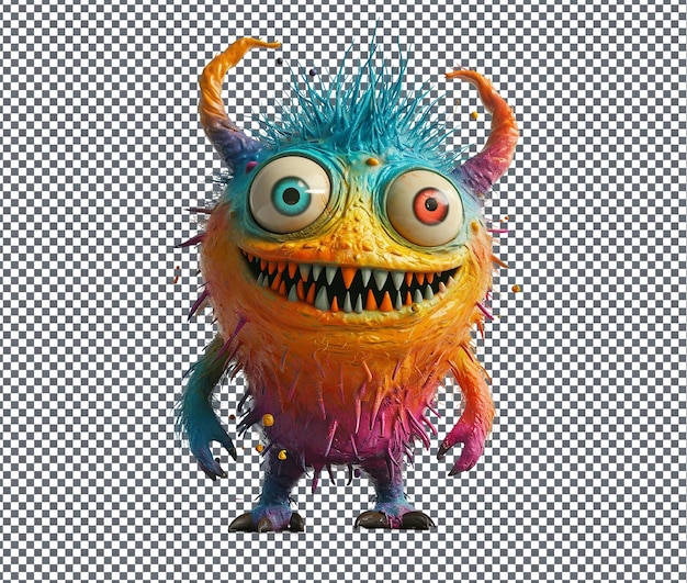 PSD beautiful cartoon style monster rig isolated on transparent background