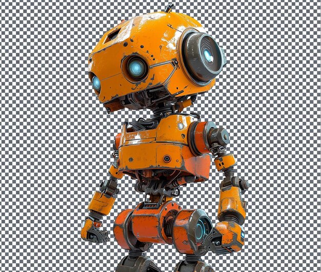 Beautiful cartoon style robot isolated on transparent backgroun