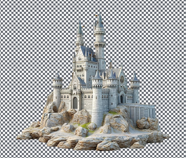 PSD beautiful castle model isolated on transparent background