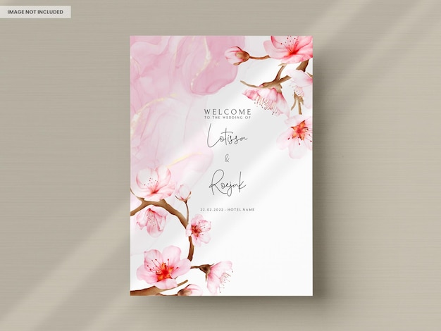 PSD 美しい桜の花の招待状カード テンプレート