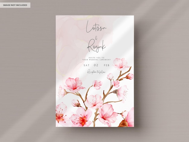 PSD beautiful cherry blossom flower invitation card template