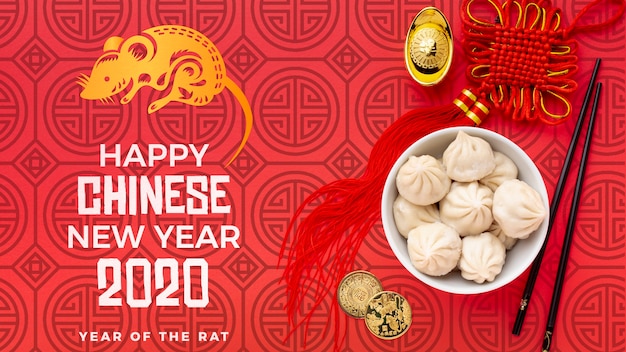 PSD beautiful chinese new year concept