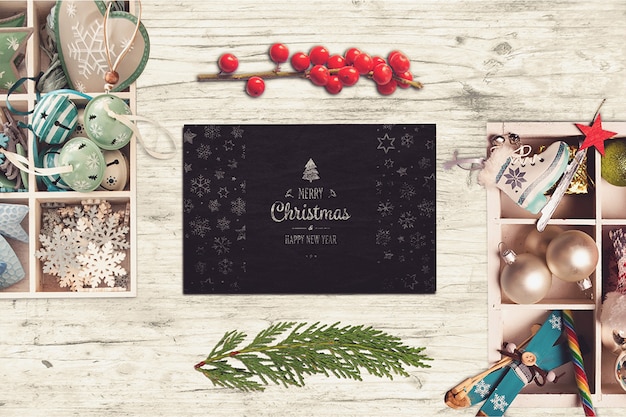 PSD beautiful christmas card mockup