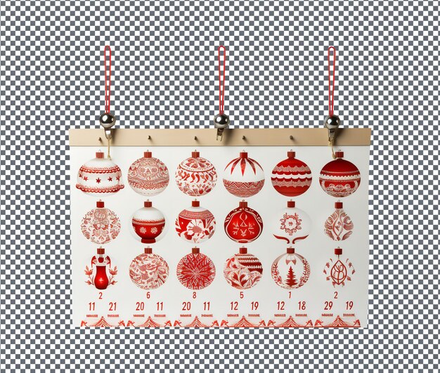 PSD beautiful christmas curtains isolated on white background