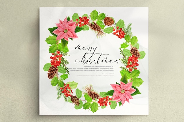 PSD beautiful christmas floral wreath and frame design