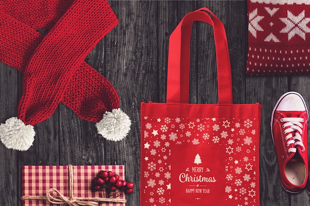 Beautiful christmas gifts mockup