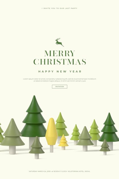 PSD beautiful christmas and happy new year card