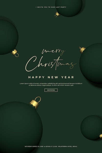 PSD beautiful christmas and happy new year card