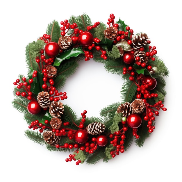 PSD beautiful christmas wreath isolated on transparent background