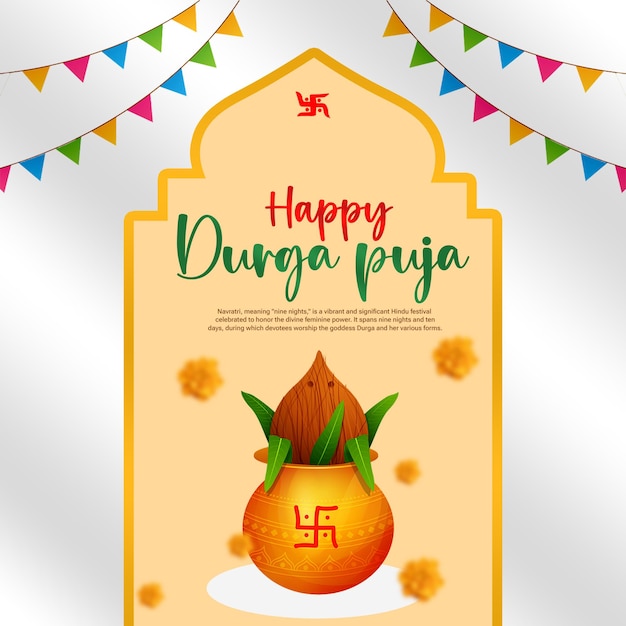 beautiful classic happy durga puja festival greeting card background