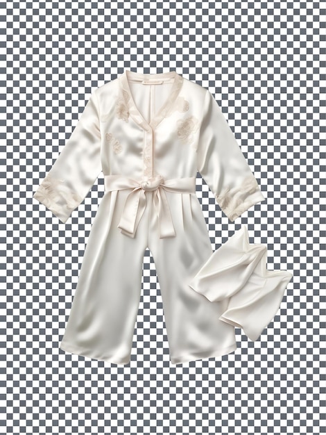 PSD beautiful collar bridal pajama set isolated on transparent background