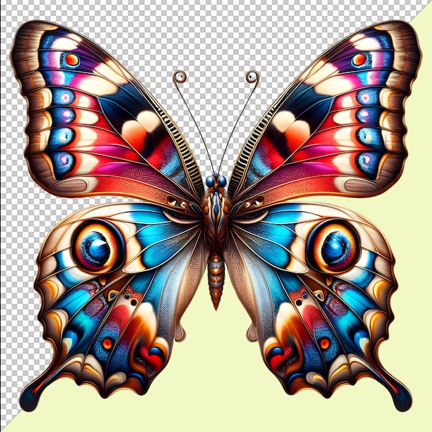 PSD 透明な背景の美しいカラフルな蝶