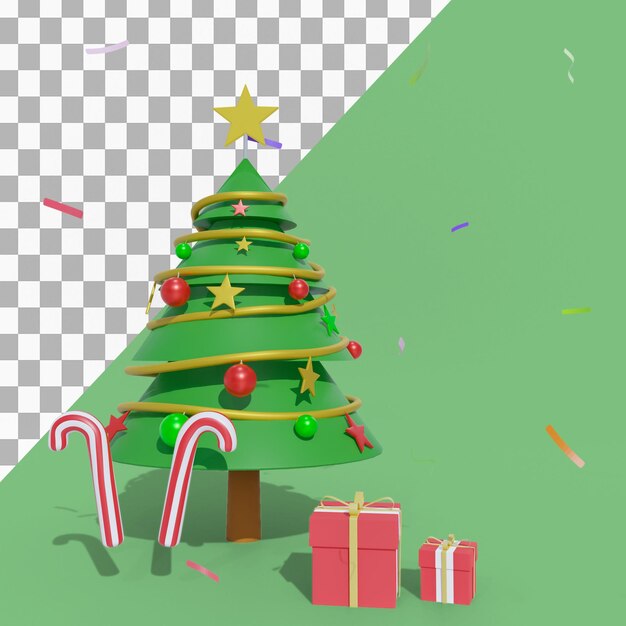 PSD beautiful colorful christmas 3d illustration