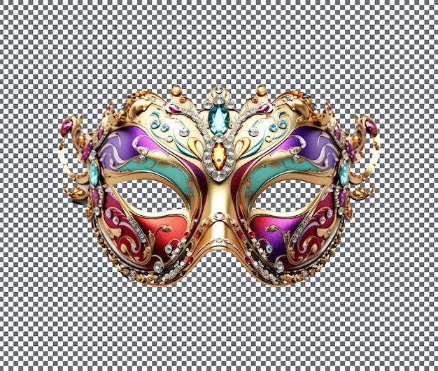 PSD beautiful colorful masquerade mask isolated on transparent background