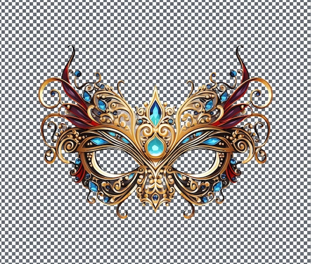 PSD beautiful and colorful masquerade mask with jewels isolated on transparent background