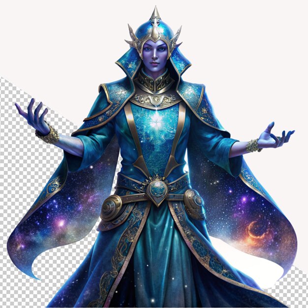 PSD beautiful cosmic sorcerer on transparent background