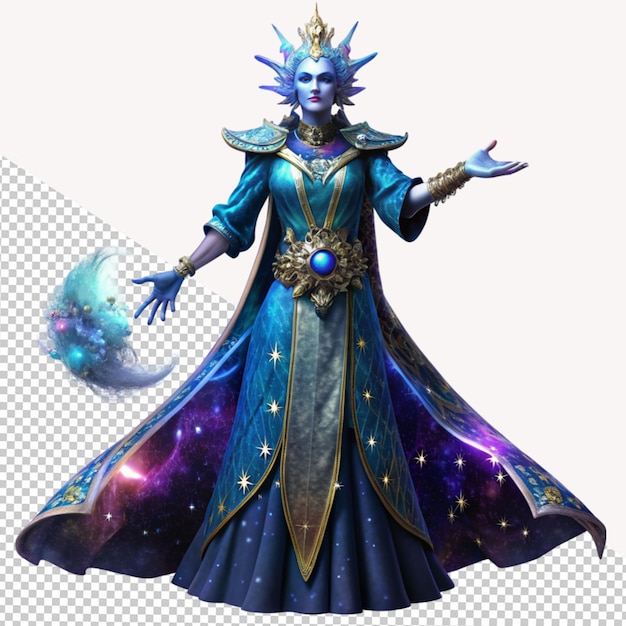 PSD beautiful cosmic sorcerer on transparent background