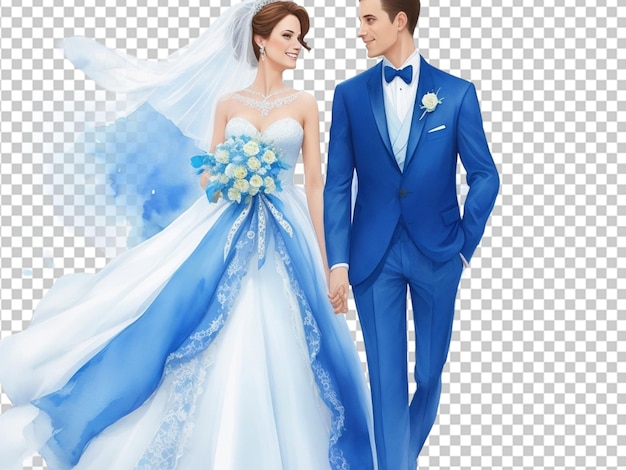 PSD a beautiful couple in a blue suits