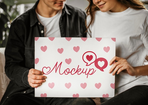 Beautiful couple valentine's day mock-up