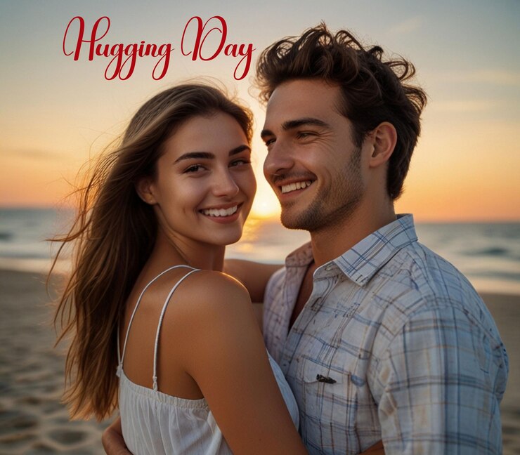 PSD beautiful couple with hug day
