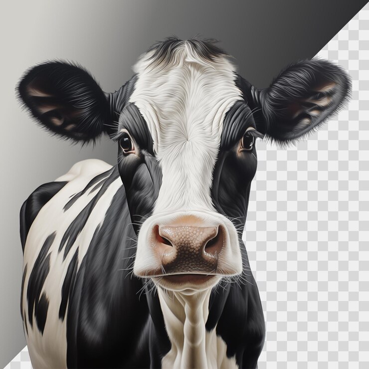 beautiful cow isolated on a transparent background