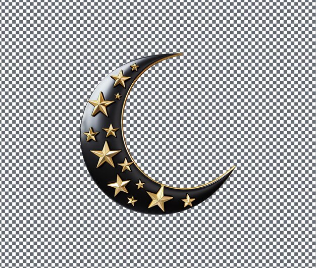 PSD beautiful crescent moon and star shaped wall art isolated on transparent background