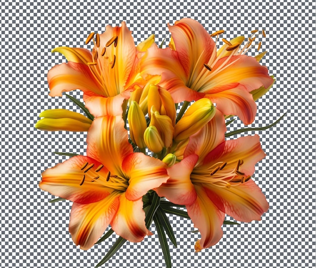 Beautiful daylilies isolated on transparent background