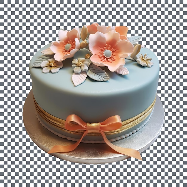 Beautiful decorated fondant cake isolated on transparent background