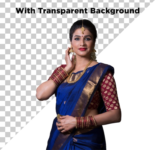 beautiful desi girl woman in saree png psd on transparent background