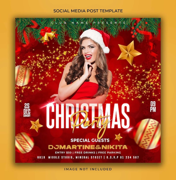 Beautiful Design for Merry Christmas Party Flyer Template