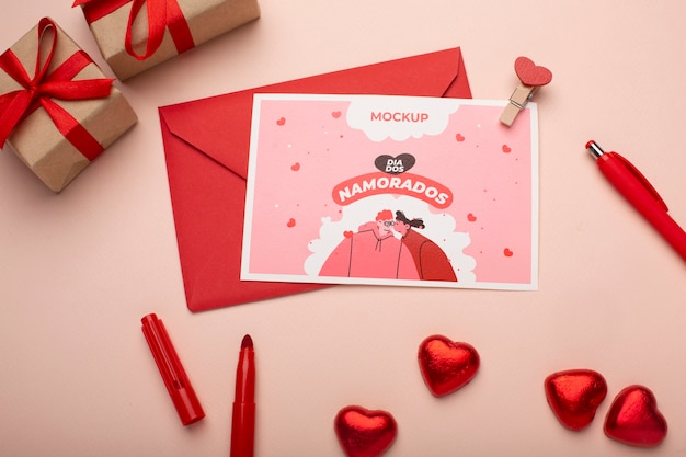 beautiful dia dos namorados postcard mockup