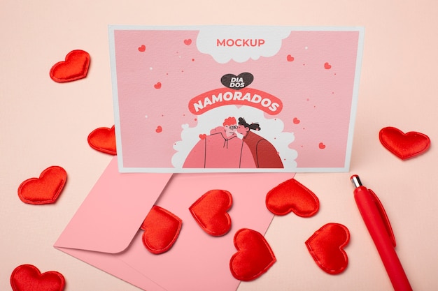 Beautiful dia dos namorados postcard mockup