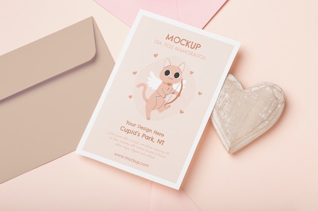 Beautiful dia dos namorados postcard mockup