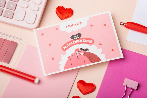 PSD beautiful dia dos namorados postcard mockup