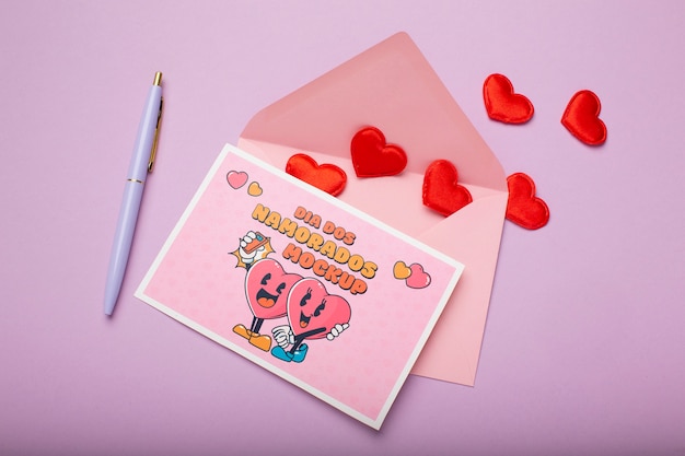 beautiful dia dos namorados postcard mockup