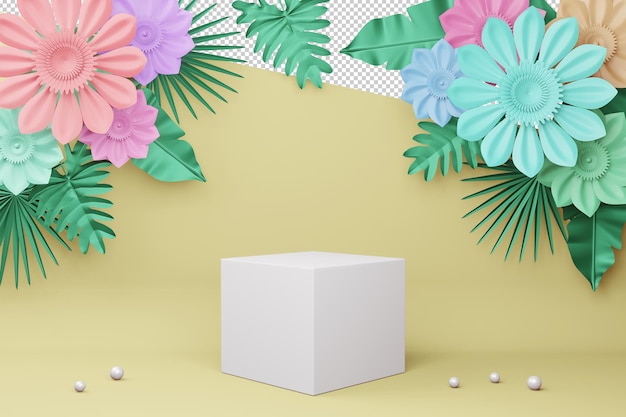Beautiful display with flower for presentation 3d rendering