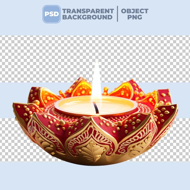 PSD beautiful diwali diya on white background 3d illustration